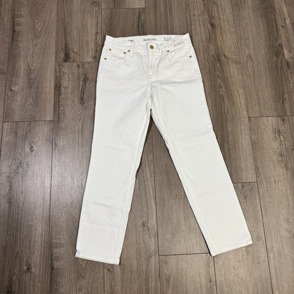 J.Crew 2003 Petite Slim Jean WMNS 26P White Denim Mid-Rise Super Stretch Zip Fly - Picture 3 of 8
